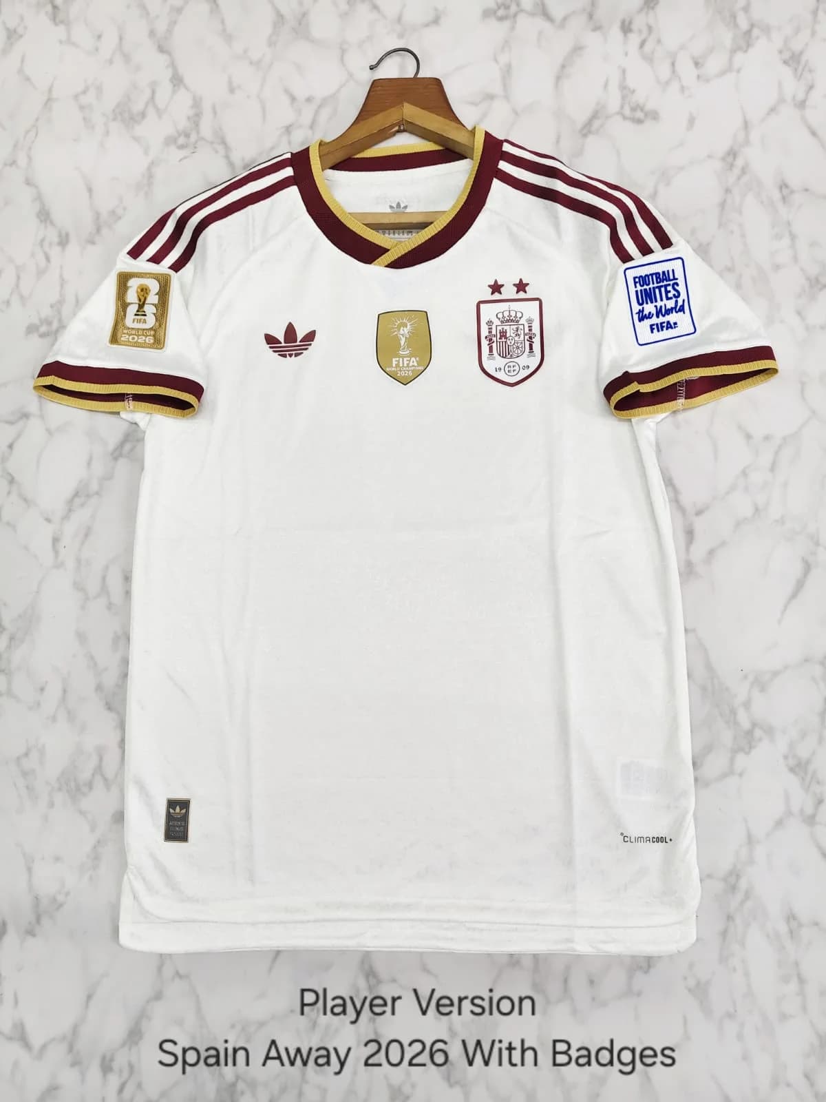 PLAYER SPAIN AWAY WITH WC BADGES